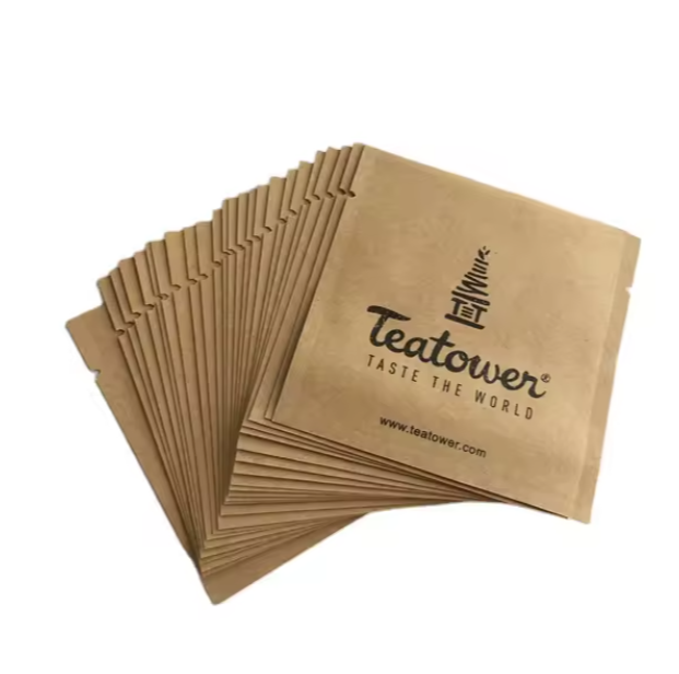 Custom Printed Small Size Food Grade Kraft Paper Packaging Bags Heat Sealing Sachet Pouches for Coffee Eco Friendly Material