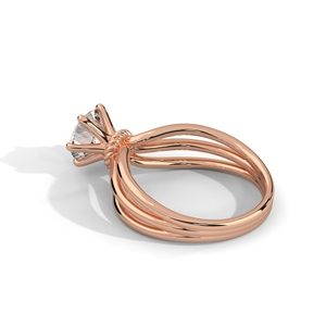 Nouvelle conception, bague de fiançailles en or massif 14 carats avec diamant de laboratoire rond de 1 carat, style tendance, bague de promesse fine pour femmes - Product Image 4