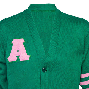 Femmes personnalisées pour Howard University AKA 1908 Sororité col en V Cardigan vert pomme saumon rose grec vêtements Applique hiver - Product Image 5