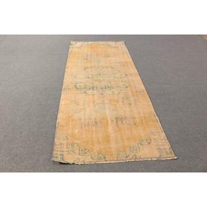 Vintage Turkish Rug 3.5x8.2 ft (108x251 cm), <b>Yellow</b> Floral Rug - Product Image 1