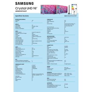 Téléviseur LED noir 98 pouces 2024 avec écran 4K, fréquence de rafraîchissement de 120 Hz, design fin, compatible DTV, système audio intégré - Product Image 1