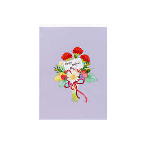 Handicraft 3D Pop-up Card Happy Mother's Day Pink Purple and Green Color con flores para mamá - Product Image 2