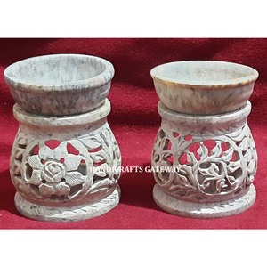 เตาน้ำมันหอมระเหยแบบแกะสลักทำจากหินสบู่รูปทรงกลมตกแต่งพื้นผิวมันวาวสำหรับเป็นของขวัญ - Product Image 1