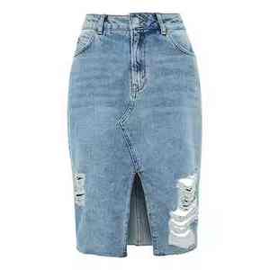 Minifalda Vaquera para Mujer, Diseño Personalizado con Logotipo, Elegante, Informal, Lavado Claro, Premium, Vestidos Vaqueros para Chicas - Product Image 1