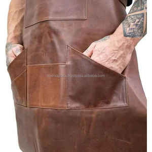 100 Genuine Cowhide Original Leather Brown <b>Black</b> Custom Logo Bib for Chefs Barbers BBQ Kitchen <b>Apron</b> Custom Design And Logo - Product Image 2