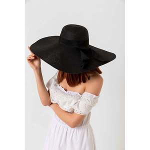 Extra Wide Straw Hat with Black Ribbon HSR2039 - <b>Boxed</b> <b>Shipping</b> - Black2039 - Product Image 5