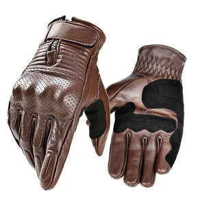 Gants de moto en cuir, écran tactile, doigts entiers, fermeture à boucle et crochet, protection antidérapante pour moto unisexe - Product Image 5