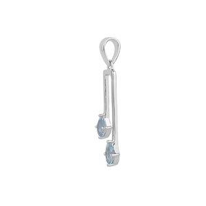 Colgante Hecho a Mano con Gemas Shah de Plata de Ley 925, Topacio Azul Cielo Natural con Corte Esmeralda, Chapado en Rodio para Mujer - Product Image 2