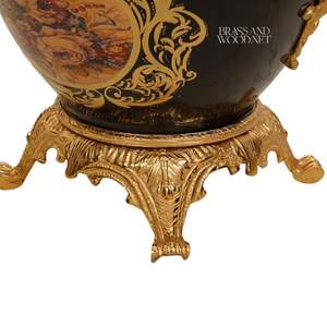 กระถางต้นไม้เซรามิกสีดำหรูหรา พร้อมตกแต่งด้วยทองเหลืองชุบทอง - Product Image 6