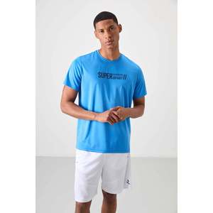T-shirt homme Tommylife col rond coupe standard sport actif 88385 Noir - Bleu Saxé - Product Image 3