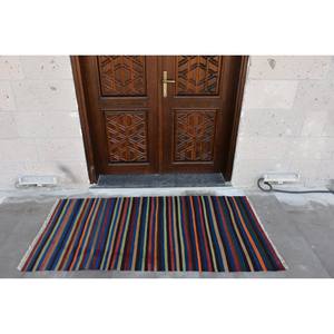 Tapis moderne en laine patchwork bleu rouge de 2,9x6 pieds, tissage plat turc, tapis de salon avec support en latex pour voitures et décorations d'intérieur - Product Image 3