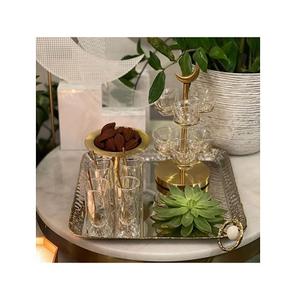 ถาดขนมทองเหลืองดีไซน์สวยงาม คุณภาพเยี่ยม สีทอง สำหรับเสิร์ฟชา กาแฟ ใช้ในครัว - Product Image 4