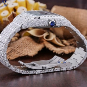 Ampliamente vendido Auto Date Iced Out VVS Clarity Moissanite Diamond Tachonado Reloj de acero inoxidable - Product Image 4