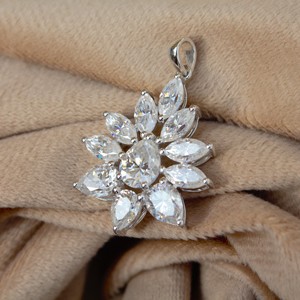 จี้เงิน925พร้อมลูกแพร์และมาร์คีส์ตัดเพชรโมอิสง่ามอัญมณีที่ไม่มีจี้โซ่และเสน่ห์ - Product Image 5