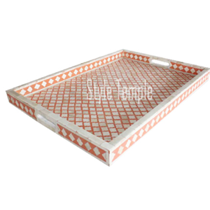 Plateau de service artisanal en nacre de 16 pouces, élégant plateau d'affichage de boissons d'inspiration vintage disponible au prix de gros - Product Image 6