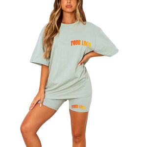 Nouveauté 2025 Design été 2 pièces ensemble femmes ensembles 100% coton pour femmes en prix de gros ensembles d'été pour les femmes - Product Image 1