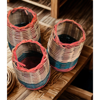 Porte-stylos rond en bambou fait main, durable, écologique, organiseur de papeterie pour le bureau, la maison et l'école