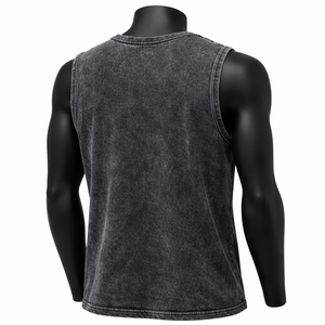 Camiseta sin mangas para hombre con lavado ácido, gráfico de calavera con púas, estilo gótico streetwear, vintage, camiseta muscular con efecto lavado, estilo punk, chaleco de algodón - Product Image 2