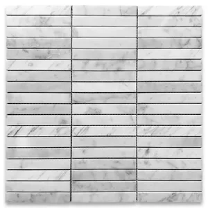 C74XH Carrara mármol Rectangular apilado dedo mosaico azulejo afilado 5/8x4 acentos de pared - Product Image 1