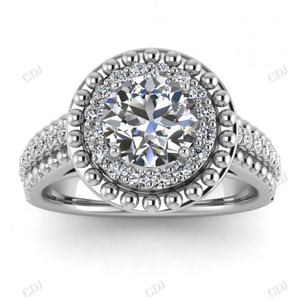 Nouveaux modèles 18K or massif rond Halo bague de fiançailles Moissanite antique demi-éternité fournisseur de bague de mariage bijoux fins - Product Image 1