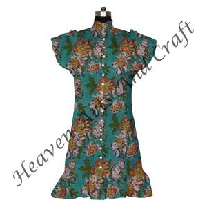 Vente en gros de robes de plage en coton de créateur indien robe d'été en coton à imprimé floral pour femme - Product Image 5