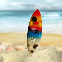 Aimant de réfrigérateur en forme de planche de surf artisanale, 12 cm, coquillage 3D, mini planche de surf, aimant de réfrigérateur d'été