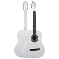 4/4 White Classical Guitar Full Set with Adjustable Truss Rod, Tuner, Bag, Strap, Capo & Picks | Midex CG-270WH