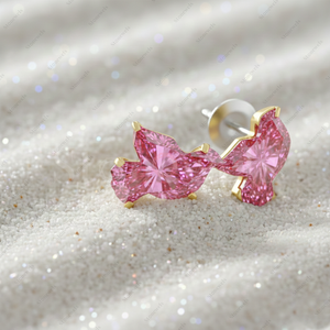 Regalos de Navidad, Pendientes de Diamante Rosa de Laboratorio de 5 Quilates con Certificación GIA IGI, Oro Fino de Paloma, Plata de Ley 925 Chapada en Oro - Product Image 3