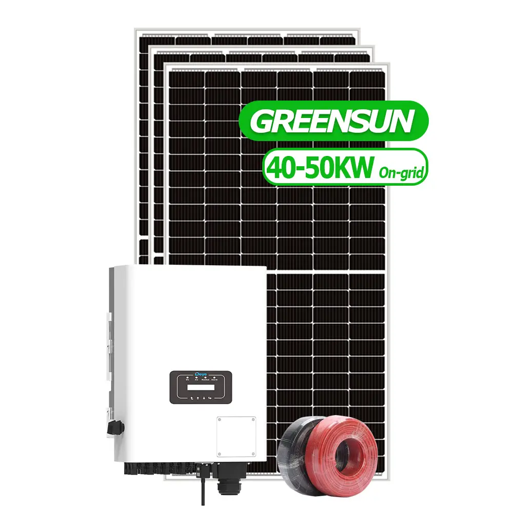 Greensun 50Kw système de panneau solaire sur réseau 50Kw réseau solaire alimentation sur réseau système panneaux solaires pour l'électricité