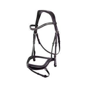 Bride de cheval en cuir noir de haute qualité doux rembourré brevet muserolle casque cristal sourcil-bande pour équipement d'équitation équestre fantaisie - Product Image 5