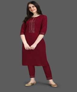 Tendance Nouveau Coton Rayonne et Imprimé Kurti Avec Pantalon Dames Femme Porter Indien Prêt à Porter Meilleur Prix En Gros Surat Ethnique - Product Image 2
