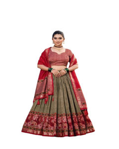 Tendencia Heavy Georgette Bordado Secuencia Listo Encaje con Blusa Algodón Lehenga Choli - Product Image 1