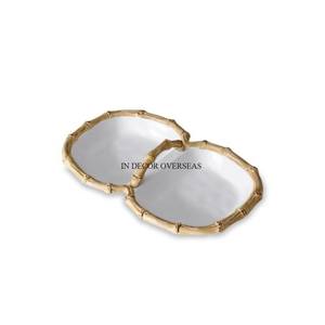 Nouvellement Arrivée Premium Qualité Métal Fait Blanc Et Or Couleur Fantaisie Unique Designer 2 Compartiment Servant Et Bol Décoratif - Product Image 1