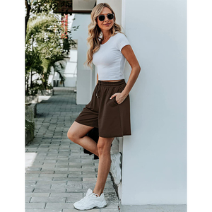 Meilleures ventes de Shorts en polaire pour femmes, Shorts de gymnastique décontractés de couleur grise pour femmes - Product Image 5