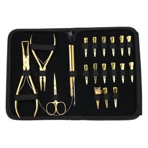 Kit d'outils professionnels pour extensions de cheveux avec pince à sertir à trois trous, ouvre-perles, crochet de tirage, anneau de séparation et pinces antidérapantes - Product Image 1