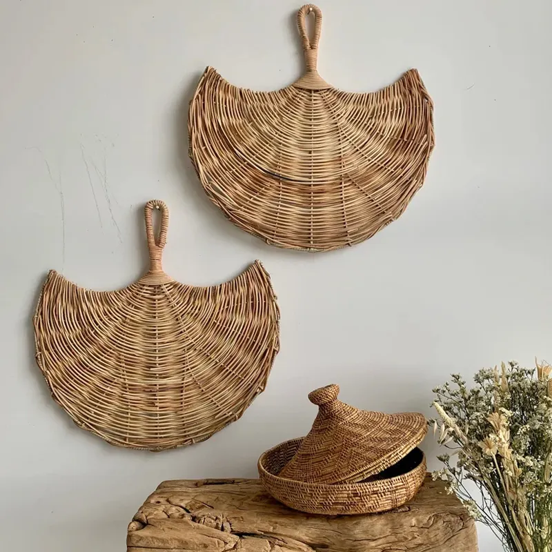 Rustic Rattan Fan Wall Decor For Kid ROom HandWoven Wicker Wall Hanging Art Decor Wholesale Vietnam Manufacturer