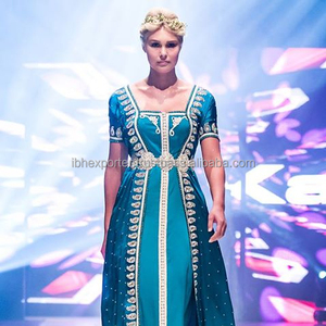 Nouveau style de cou caftan avec perles et broderie travail avant robe de soirée ouverte - Product Image 1