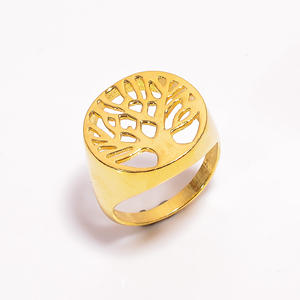 Bague en forme d'arbre classique en argent sterling 925 Bague d'anniversaire de bijoux plaqués or de haute qualité pour mariage ou fête - Product Image 1