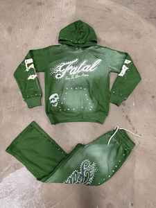 Sweat-shirt unisexe en coton surdimensionné et décontracté tissé en 3D avec découpe de motifs à capuche en éponge et strass pour personnalisable pour impression bouffante - Product Image 3