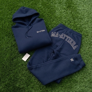 <b>Womens</b> <b>Navy</b> Blue Fleece <b>Hoodie</b> Tracksuit Set Pullover Sweatshirt Jogger Pants Embellished Casual Sportswear Loungewear - Product Image 5