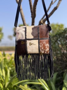 Designer Stylish Hair on Hide Fur Fringe Leather Sling <b>Bag</b> Patches Crossbody Fashion Gypsy <b>Lady</b> Handbag - Product Image 5