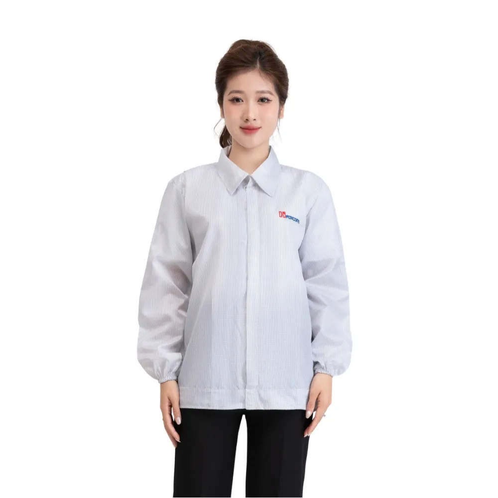 Wholesale 98% polyester, 2% cacbon ESD Cleanroom Smock Medical Working Jacket protective garment made in Vietnam
