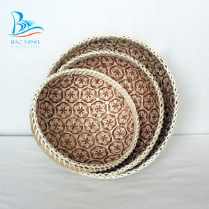 Ensemble écologique de trois paniers de rangement en bambou pour la cuisine, fait à la main du Vietnam - Product Image 1