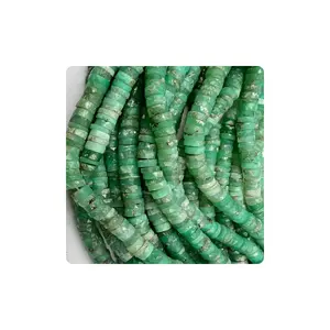Gemstone Buyers Natural Australian Chrysoprase Faceted Heishi Tier Shape Beads 7 to 10mm 14 Inches Wholesale Price