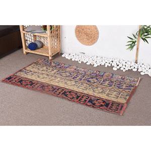 พรมปูพื้นขนาดใหญ่ทำด้วยมือจากขนสัตว์สีเบจแบบวินเทจขนาด2.6x4.8ฟุตงานปะต่อสำหรับห้องนั่งเล่นสี่เหลี่ยมผืนผ้าสำหรับโถงทางเดินลาเท็กซ์ - Product Image 3