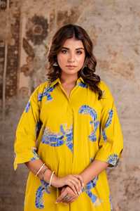 Confortable été coton a-ligne travail Kurti pantalon ensemble Long co-ord Style décontracté inde vente en gros fabricant femmes Kurtis - Product Image 2