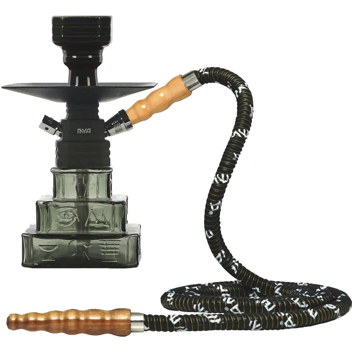 Shisha de vidro preto de alta tecnologia em forma de escadas, caixa de narguilé para fumar, tabaco e cachimbo, com mangueira, tubos de cigarros