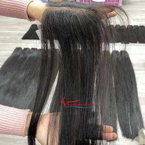 Extensions de cheveux humains vietnamiens lisses en dentelle fine de couleur naturelle, fermeture en dentelle 2x4 2x6, dentelle suisse transparente HD pour femmes - Product Image 3