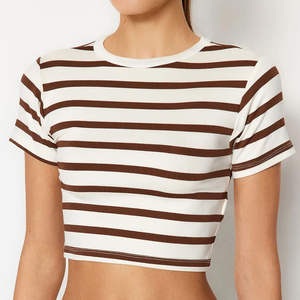 OEM New Arrival Custom Printing Cotton Vintage <b>Crop</b> <b>Top</b> T Shirts Women Cropped Tee Tshirt By Zavi Sports - Product Image 5