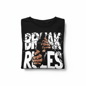 Camiseta Gráfica BREAK RULES, Diseño Artístico con Efecto de Manos Rasgando, Estilo Urbano Oversize, Camiseta de Algodón Grueso, Logotipo Personalizado OEM - Product Image 3